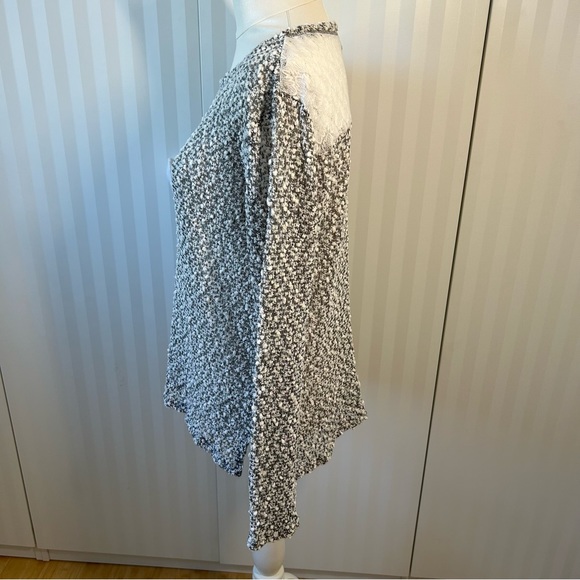 Aeropostale white gray fluffy crochet lace long sleeve soft sweater Size L - Picture 3 of 11